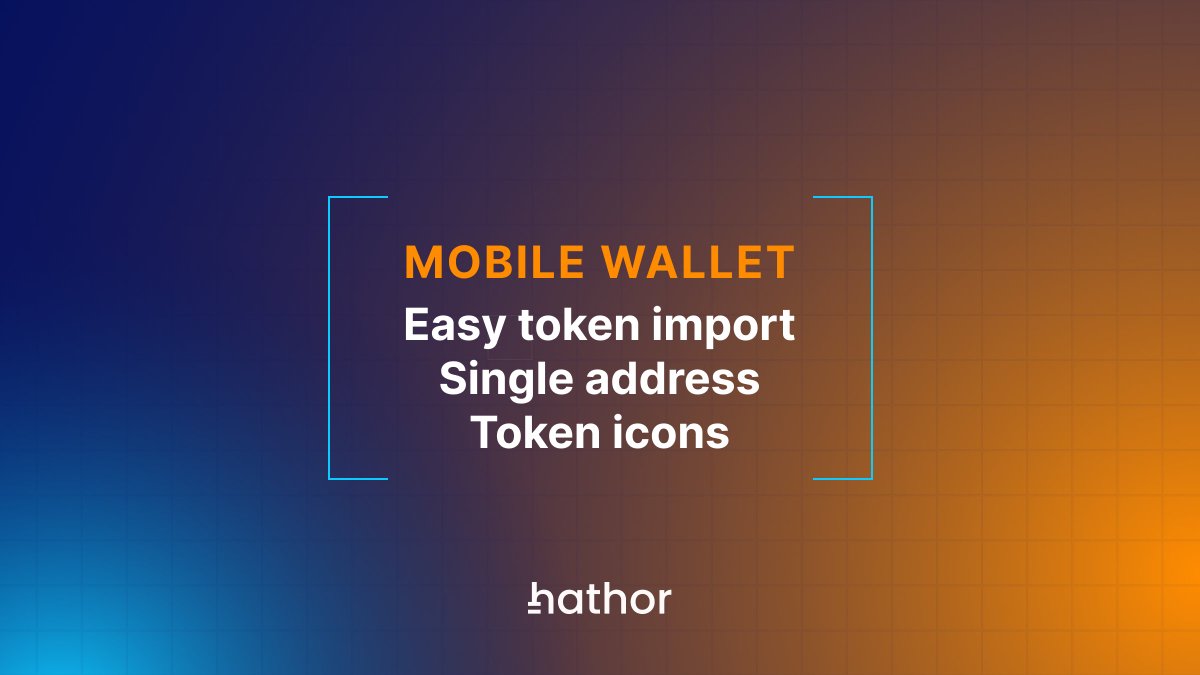 HathorNetwork's tweet photo. Mobile Wallet v0.39.0 is here!

This update includes:
• Easier token imports
• New single-address mode
• Token icons

Custom tokens now stay saved when switching networks, plus a range of bug fixes for sends, transaction history, and iOS camera stability.
