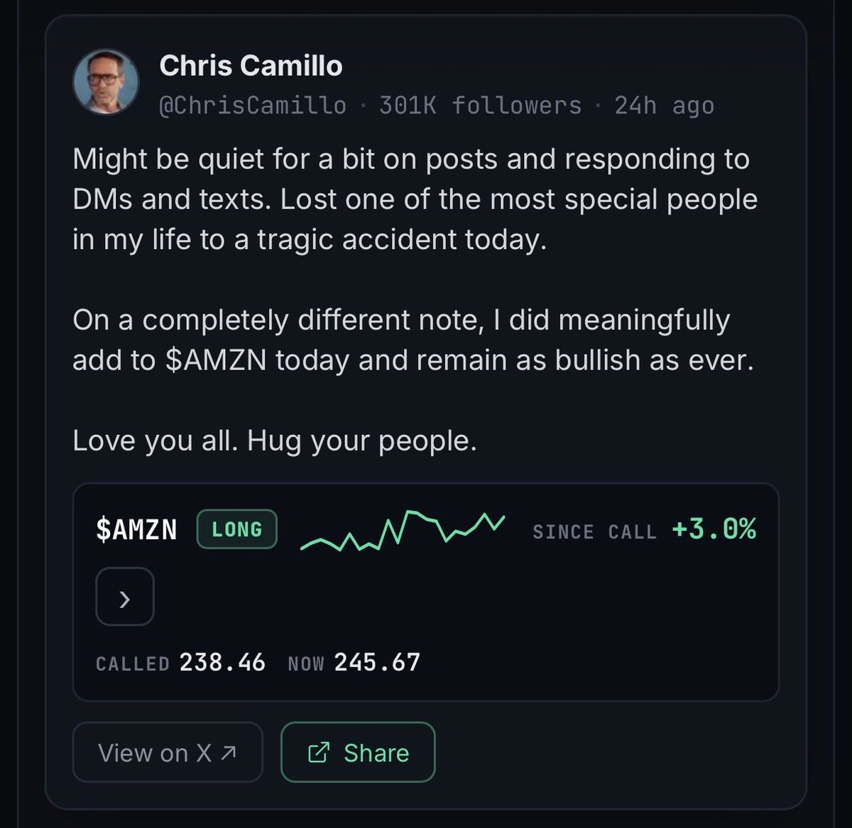 cashtagcalls's tweet photo. $AMZN up since @ChrisCamillo recent adds. https://t.co/D1wFaZJ4ID