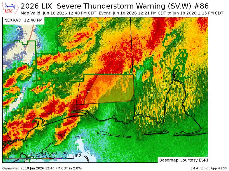 Iembot_pds's tweet photo. LIX updates Severe Thunderstorm Warning [tornado: POSSIBLE, damage threat: DESTRUCTIVE, wind: 80 MPH (RADAR INDICATED), hail: <.75 IN (RADAR INDICATED)] (cancels Harrison [MS], continues Jackson [MS]) till 1:15 PM CDT https://t.co/OamI3phcK2 https://t.co/ggQE4dyILN