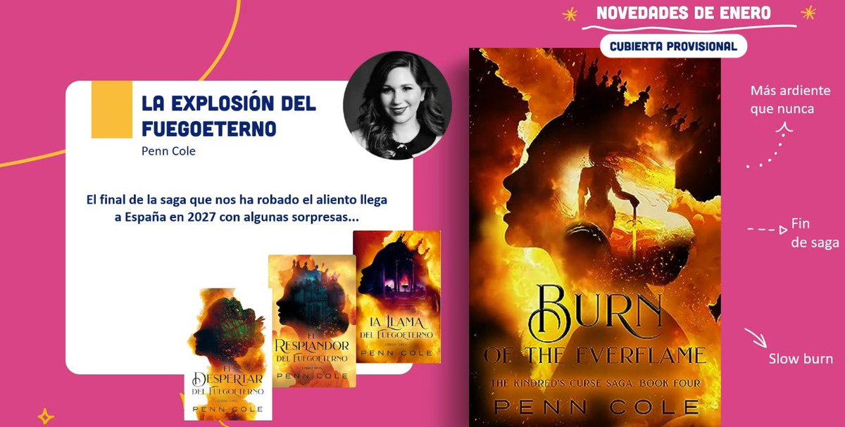 UniversoDSilvia's tweet photo. ⚠️ATENCIÓN⚠️

En enero @TbrEditorial publicará “La explosión del fuegoeterno” de Penn Cole, final de saga. https://t.co/A6XkHRy13C