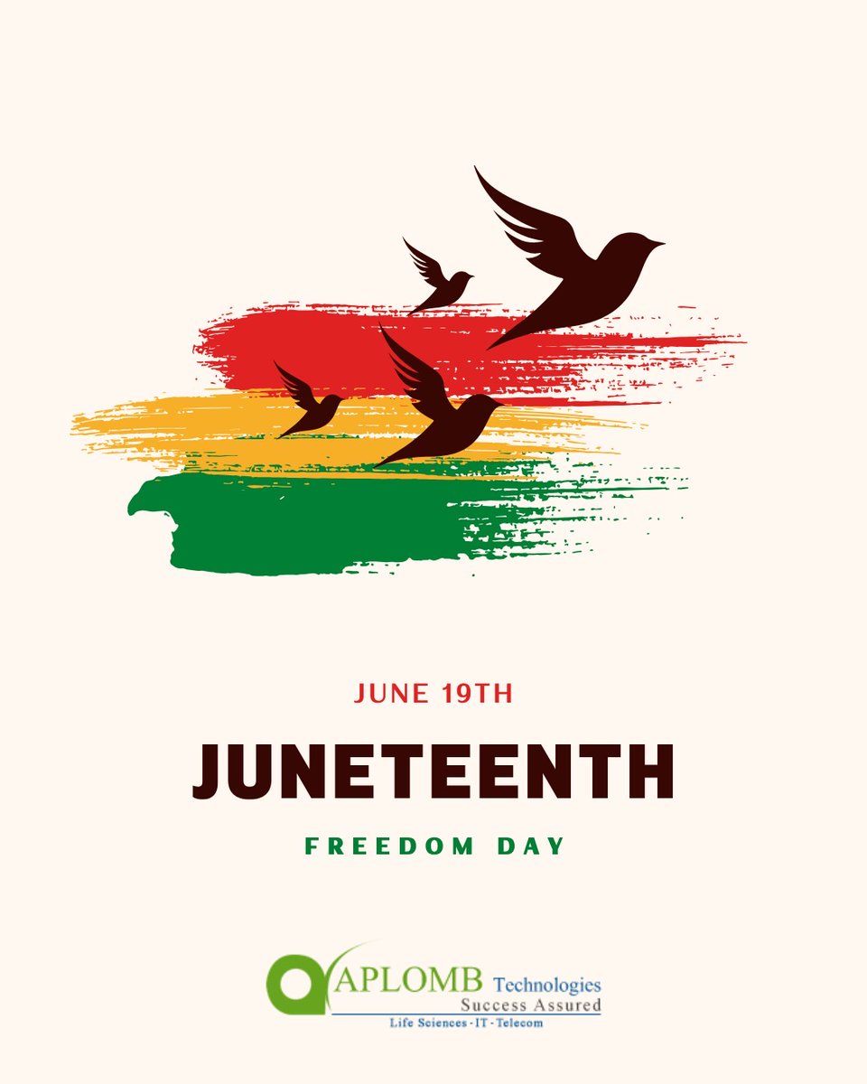 AplombTech_'s tweet photo. Juneteenth reminds us of the power of perseverance and hope.
A day to honor freedom and those who fought for it.

#Juneteenth #FreedomDay #EqualityForAll #HonorThePast #TogetherWeRise #HopeAndPerseverance #RespectAndEquality #AplombTechnologies https://t.co/ANdSRHvFg9