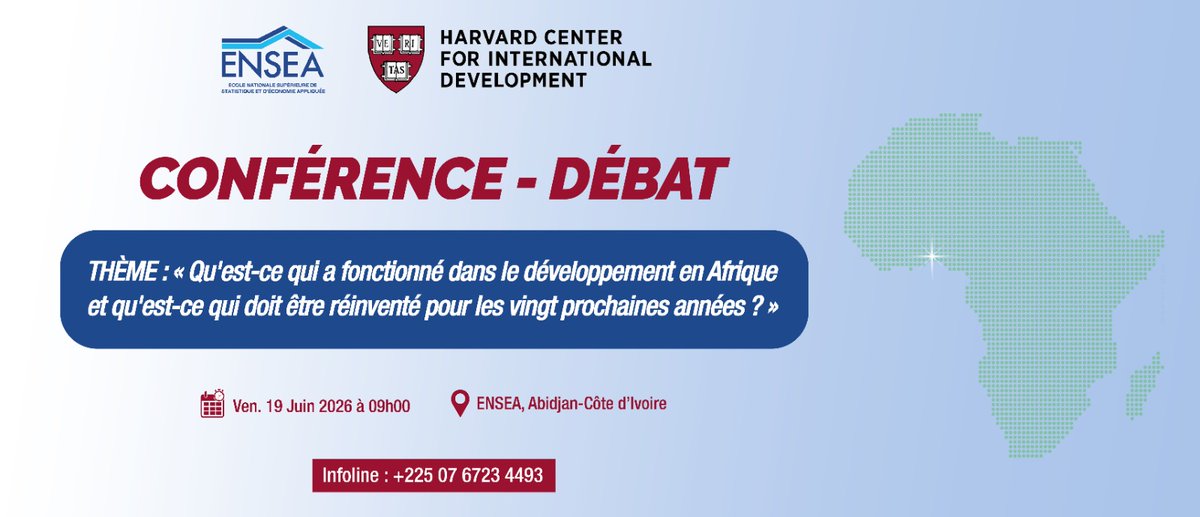 EnseaO's tweet photo. CONFÉRENCE – DÉBAT | ENSEA x HARVARD UNIVERSITY (CID)

Lien d’inscription ci-dessous : https://t.co/RzUPWXLhMr

#ENSEA #CentredExcellence https://t.co/LSYdwPCIPo