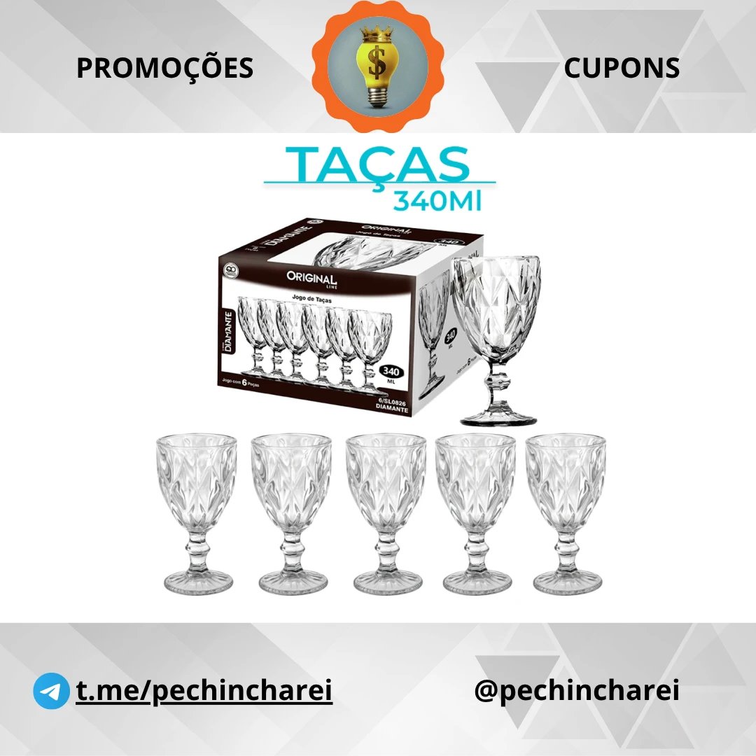 pechincharei's tweet photo. 🍷🥂 Suco de pacotinho com cara de realeza: Jogo de Taças Diamond luxuoso sumindo do estoque!

Por apenas: R$ 14,89

https://t.co/TrwuIVxARA https://t.co/vMN80UxQFy
