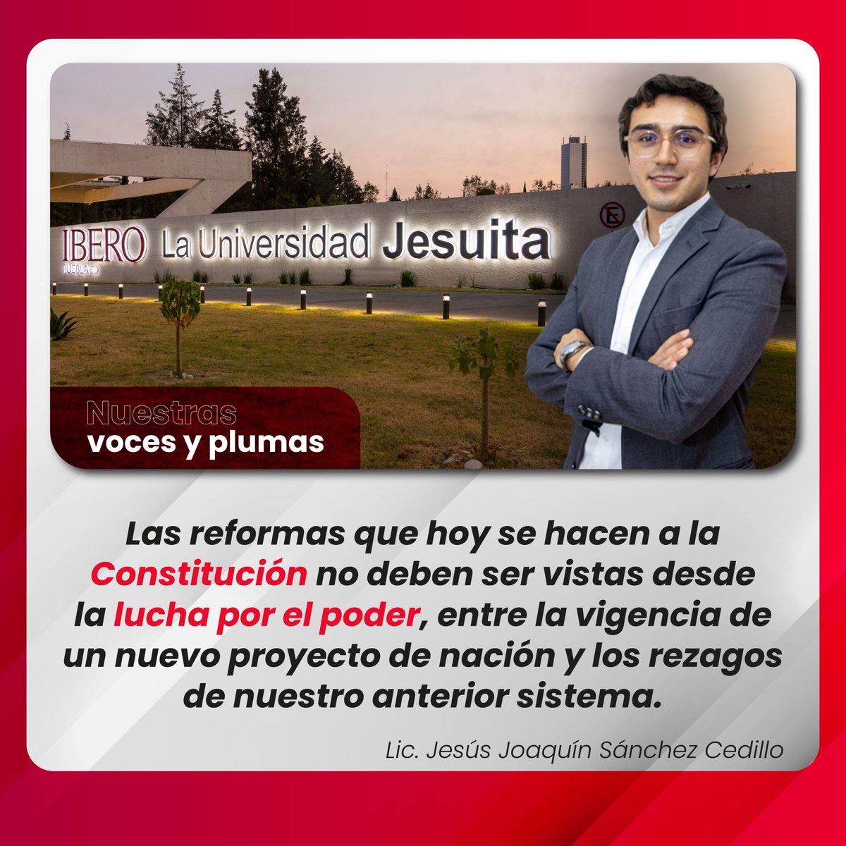 IberoPuebla's tweet photo. 🖋️Con la reforma al poder judicial, la clase política se despreocupa del buen ejercicio de la función pública y experimenta con los derechos de las personas. Joaquín Sánchez, académico de la IBERO Puebla, escribe en @angulosiete.
➡️ https://t.co/xdWr4Am9xE

#VocesyPlumasIberoPuebla