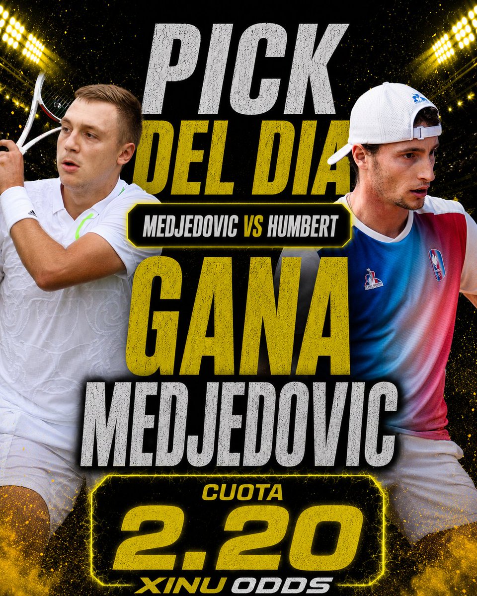 xinuodds's tweet photo. Pick del día 🎾🔥
Vamos con Medjedovic. Partido complicado contra Humbert, pero a esta cuota veo valor: jugador joven, agresivo y con nivel para competirle si está sólido con el saque.
Stake controlado a buscar el verde ✅
#PickDelDia #TennisPicks #ATP #Medjedovic #Humbert https://t.co/52voA9MpNt