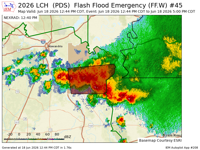 Iembot_pds's tweet photo. LCH issues Flash Flood Emergency [flash flood: observed, flash flood damage threat: catastrophic] for Avoyelles [LA] till Jun 18, 5:00 PM CDT https://t.co/Ngz9s0xxHS https://t.co/nNNG1kqnP6