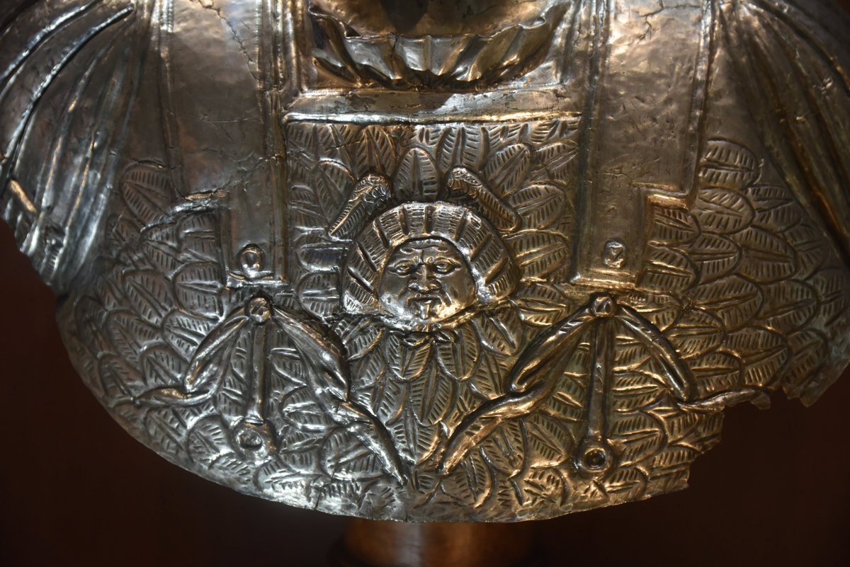 carolemadge's tweet photo. #PortraitThursday - This remarkable silver bust portrays the Roman emperor Lucius Verus (r. AD 161–169). Crafted from a sheet of silver using the repoussé technique, it preserves a strikingly realistic image of the emperor, complete with his thick, curly hair, slightly asymmetrical eyes, and prominent aquiline nose. Unlike the idealised portraits often created for Roman rulers, this work emphasises individual features and imperfections, lending it a rare sense of personality and authenticity.

The bust was discovered near Spinetta Marengo in northwestern Italy, crushed, and was carefully restored in 1936. Its cuirass is decorated with the aegis and the head of Medusa (gorgoneion), symbols associated with Jupiter and reserved for imperial imagery. Originally attached to a wooden core with nails, the portrait may have been displayed in a shrine dedicated to the imperial cult or used in ceremonial and military contexts.