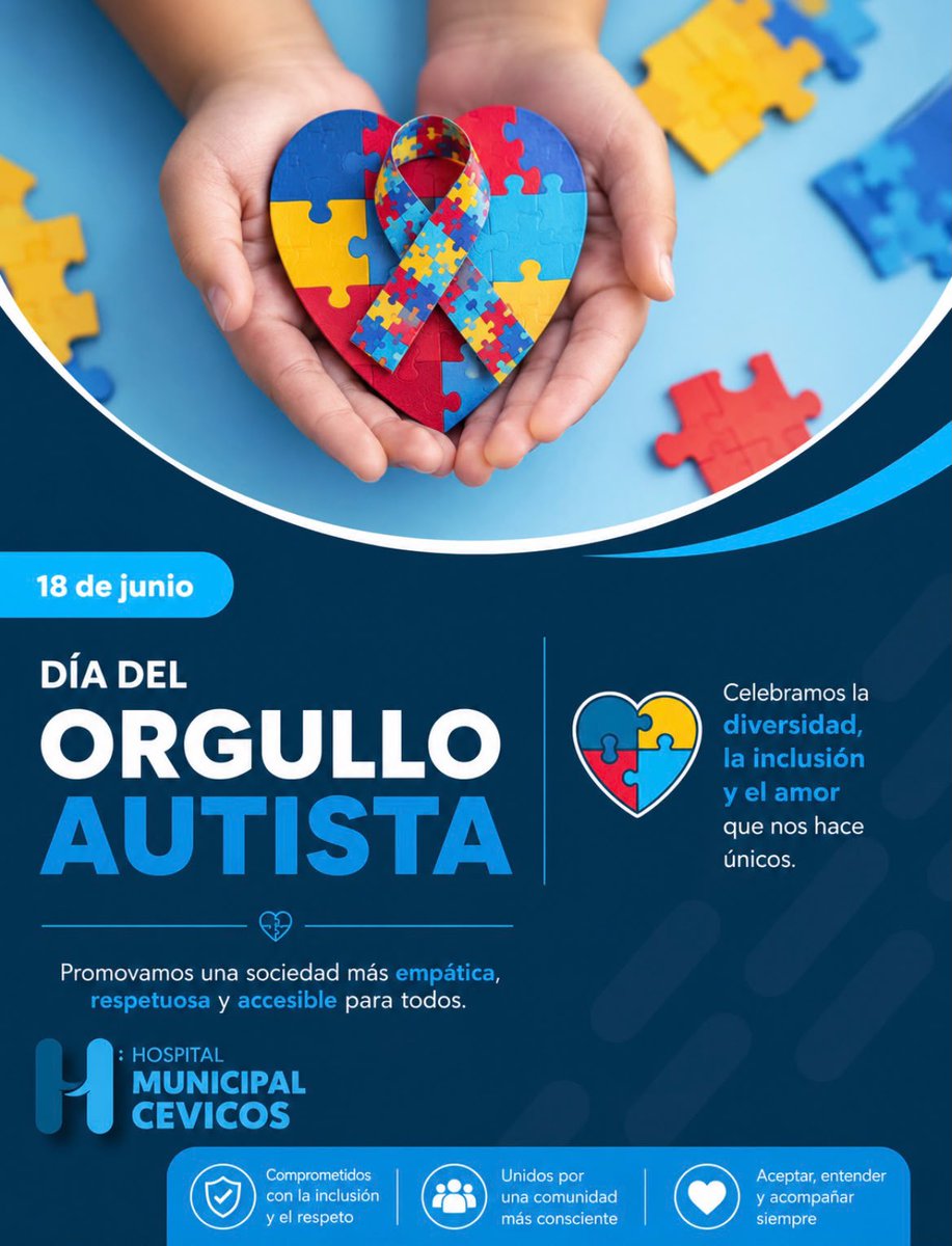 HCevicos's tweet photo. Hoy, 18 de junio, conmemoramos el Día del Orgullo Autista, una fecha para reconocer, respetar y valorar la diversidad neurológica que enriquece nuestra sociedad.

Promovamos espacios más inclusivos, empáticos y accesibles, donde cada persona pueda desarrollarse plenamente, https://t.co/f7wztKziKG