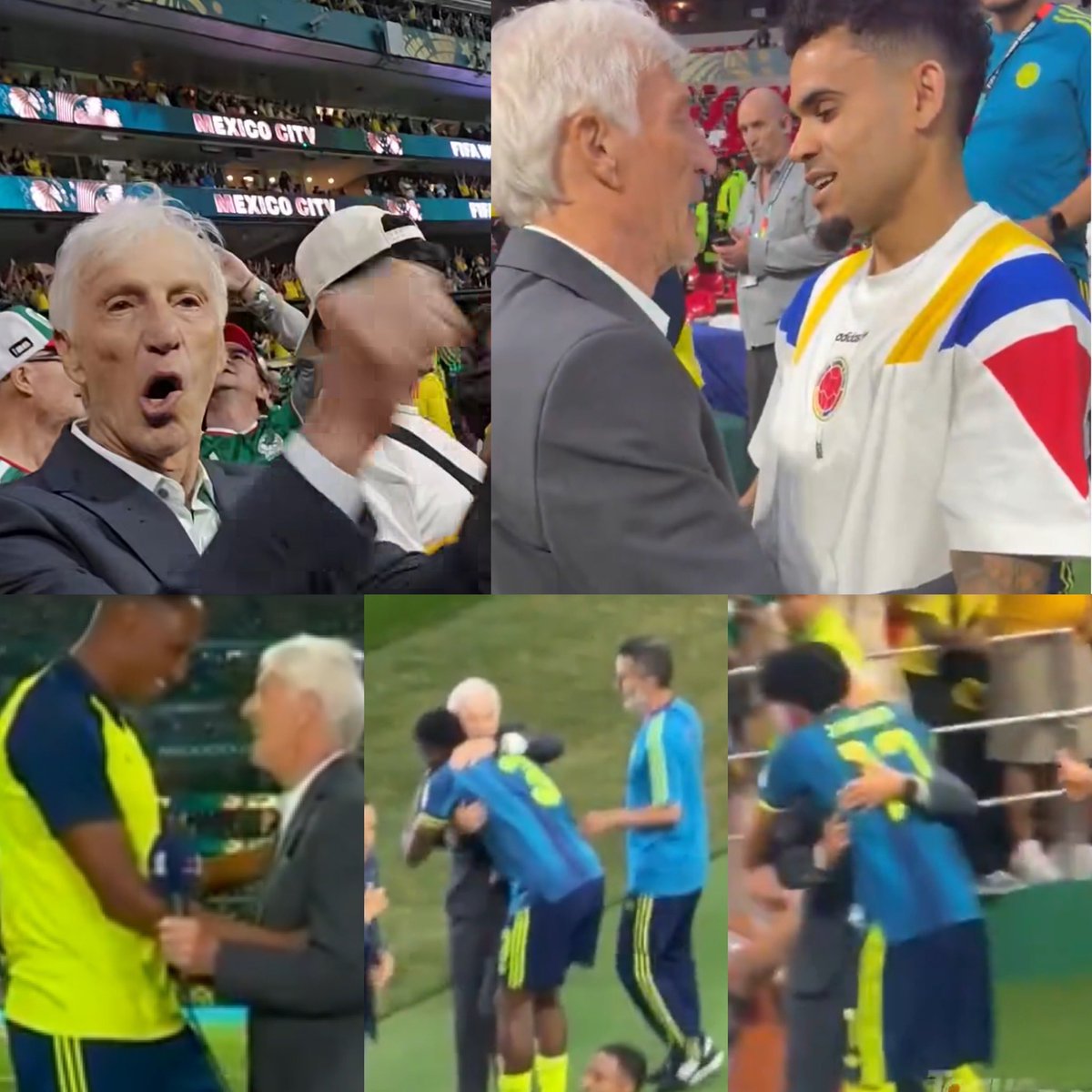 Juezcentral's tweet photo. José Pekerman está de comentarista para la cadena Telemundo en el Mundial.

Ayer le tocó el partido de Colombia-Uzbekistán. 

A José se le vio gritando los goles de la selección. Y al final,  sus ex dirigidos fueron a abrazarlo y saludarlo.

José es uno de los nuestros, por siempre. Te amamos, viejito 🫶