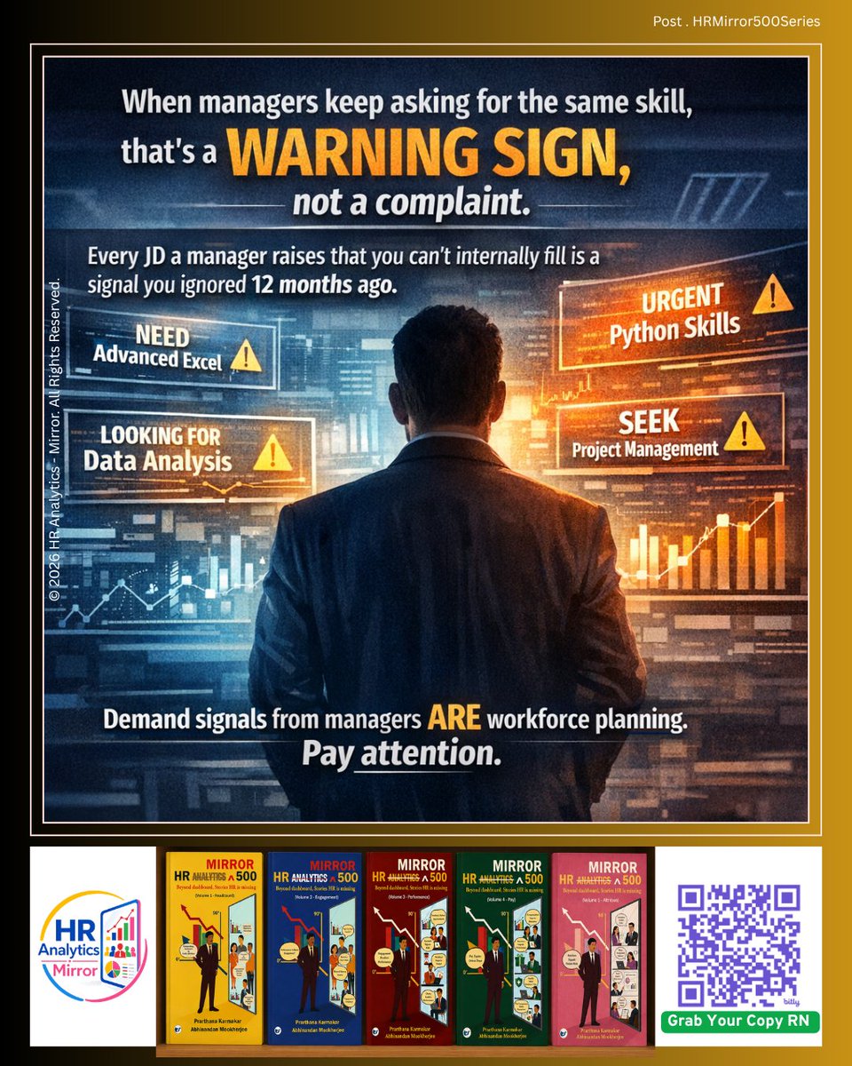 HRMirror's tweet photo. Here's the HR question nobody wants to answer:

When managers keep asking for the same skill, that's not a complaint. That's a free strategy memo.

Buy HR Mirror 500. Link in bio.

#HRMirror500 #HRAnalytics #Management #Skills https://t.co/xLDpiDGOKP