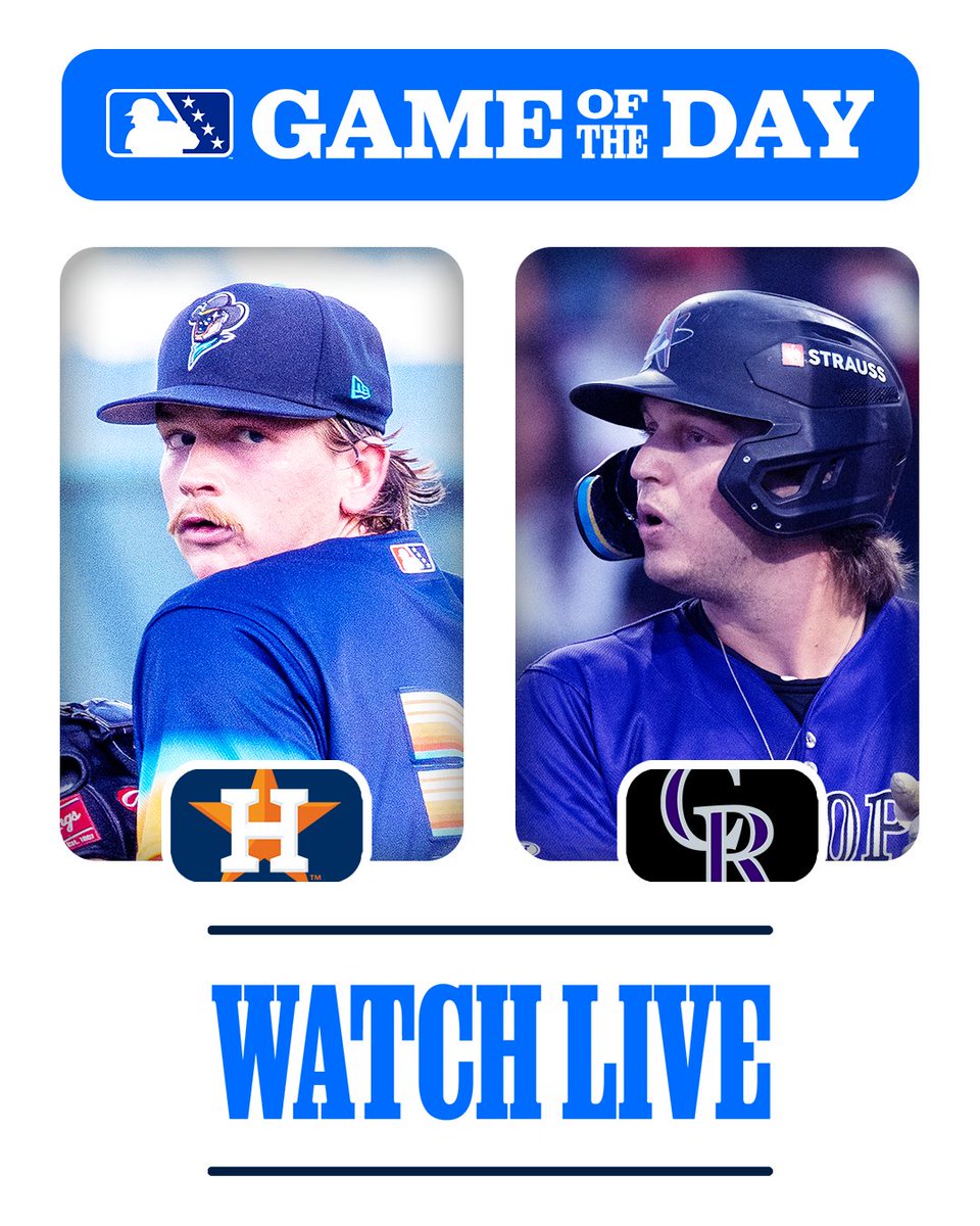 MILB GAME OF THE DAY
Images of Ethan Pecko in a blue Sugar Land jersey and Zac Veen in a purple Albuquerque jersey
HOUSTON ASTROS COLORADO ROCKIES
WATCH LIVE