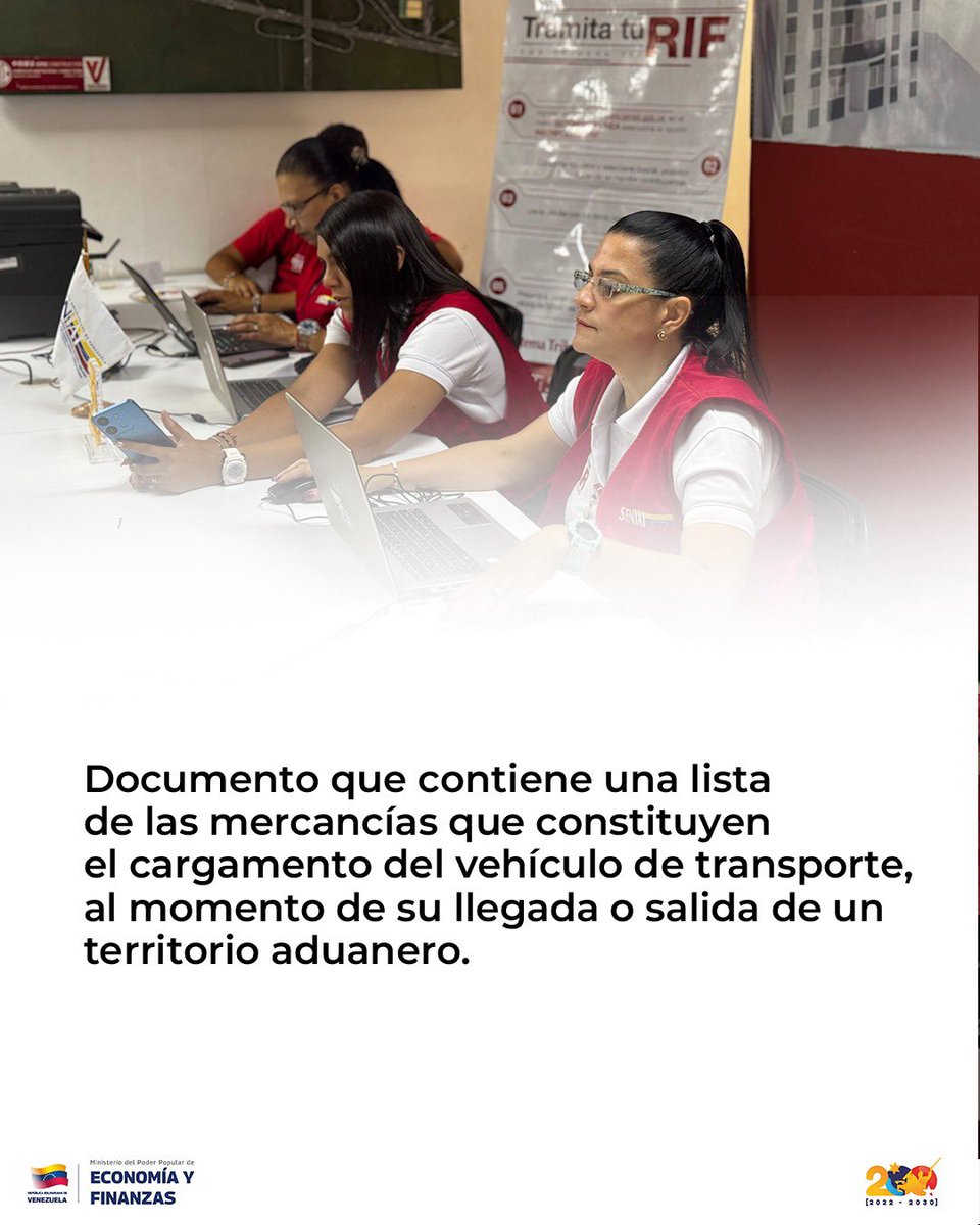 SENIAT_Oficial's tweet photo. ¿Sabes qué es el Manifiesto de Carga? 🇻🇪❤️

Es el documento esencial que contiene la lista detallada de todas las mercancías que constituyen el cargamento de un vehículo de transporte, registrado rigurosamente al momento de su llegada o salida del territorio aduanero. 

#Seniat https://t.co/BJ5MlVs8IF