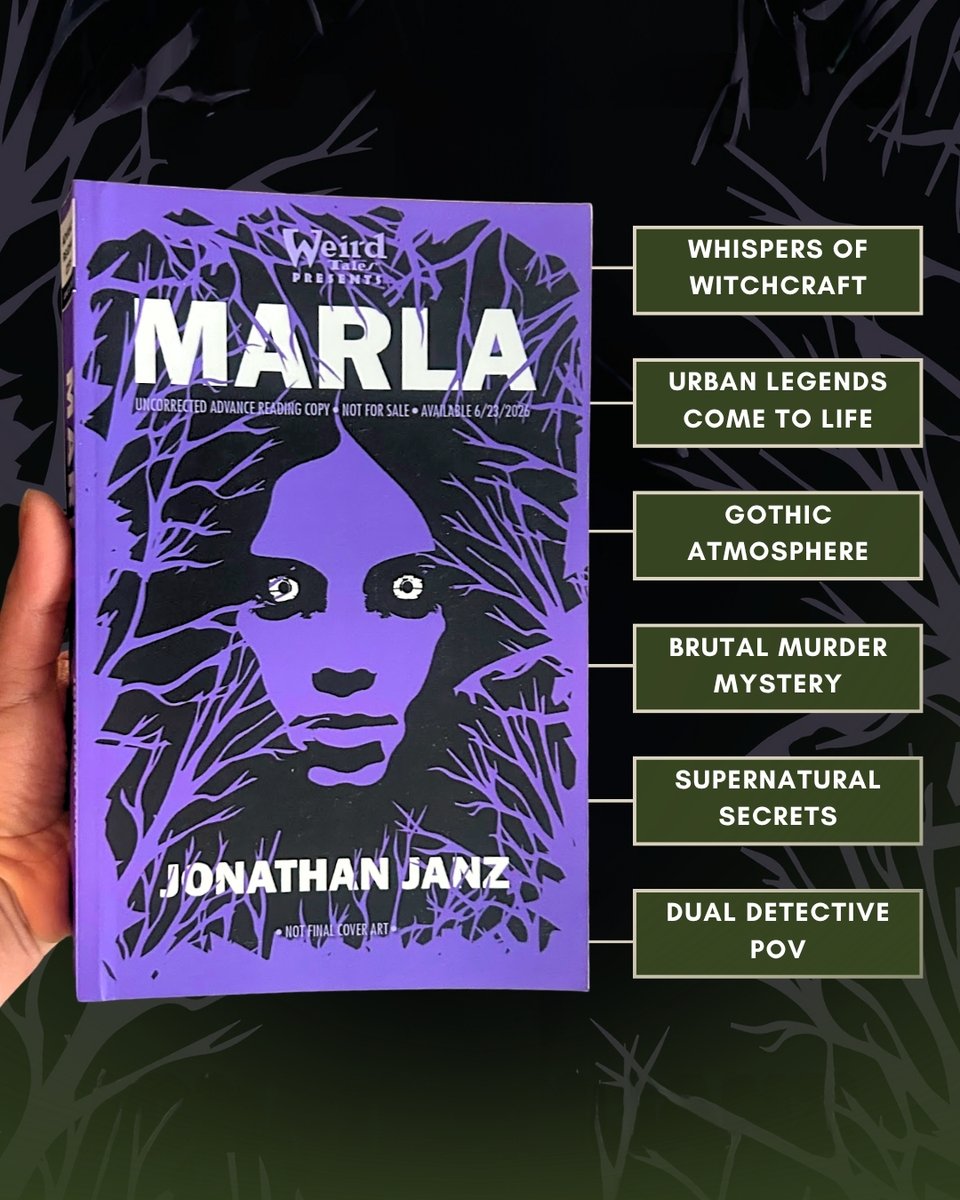 BlackstoneAudio's tweet photo. @JonathanJanz Releasing in collaboration with @WeirdTales on August 18, check out @goodreads' takes on the tropes to expect &amp; shop options* for #MARLA by @JonathanJanz below! ⬇️
https://t.co/B5YfR7ympW

*Out in print/eBook 8/18—audio narrated by @JohnPirhalla + @psantomasso to follow Oct' 26 https://t.co/NgGJCwfZTI