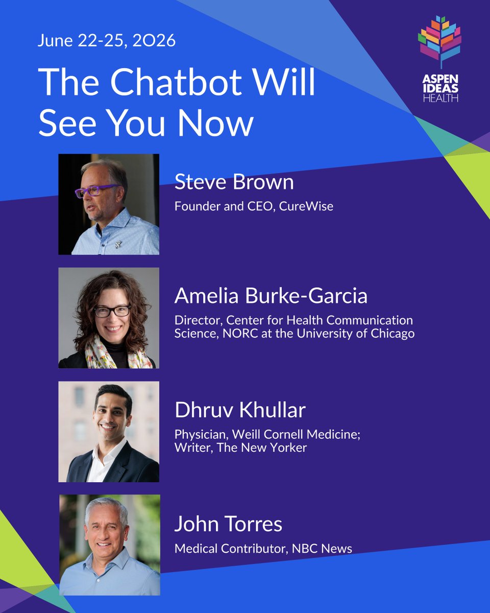 kcsastrategic's tweet photo. KCSA client Steve Brown (@curewise) is speaking at #AspenIdeasHealth June 22-25! 👏Catch him on the panel “The Chatbot Will See You Now” – exploring AI's role in the future of patient care. @aspenideas https://t.co/0u5jY2UZo1