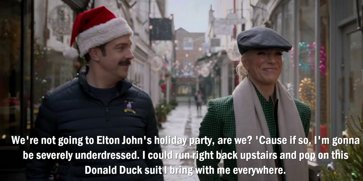 TedLassoism's tweet photo. We're not going to Elton John's holiday party, are we? 'Cause if so, I'm gonna be severely underdressed. I could run right back upstairs and pop on this Donald Duck suit I bring with me everywhere.
Ted Lasso #S02E04
#TedLasso https://t.co/ROVcATttAB