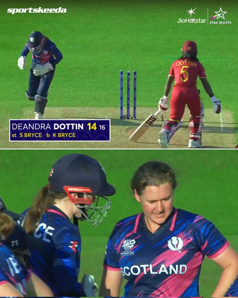 Sportskeeda's tweet photo. Scotland continue to dominate ๐ฅ๐
Kathryn Bryce removes the dangerous Deandra Dottin for 14 off 16 balls โ
WI: 79/3 (13)
#Cricket #T20WC #SCOvWI https://t.co/ltYwZzu5eY