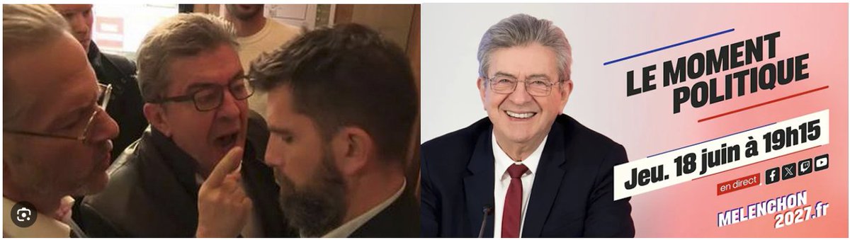flavienneuvy's tweet photo. Attention il y a le vrai JL Mélenchon à gauche et il y a le faux en campagne à droite. Toutes les images de campagne vont nous le montrer souriant, gentil et tout et tout 🥰🥰🥰 https://t.co/IuOd2RKCWD