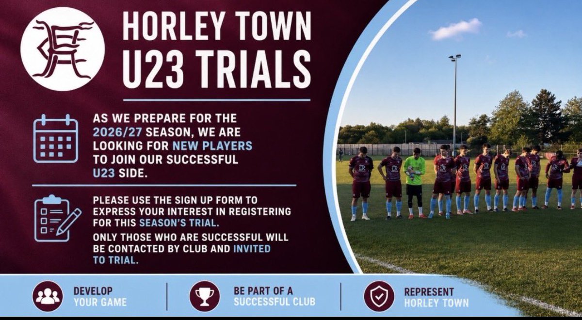 HTFCU23U18's tweet photo. Please like and retweet 
U23 midweek football trials 

As Chris and Luke start to plan for their first season in charge, they’re hosting open trials on Monday 22nd 
 June for new players 

Please use the link below to sign up 👇

https://t.co/QhqhvM00NF https://t.co/mbEv3CNEN3
