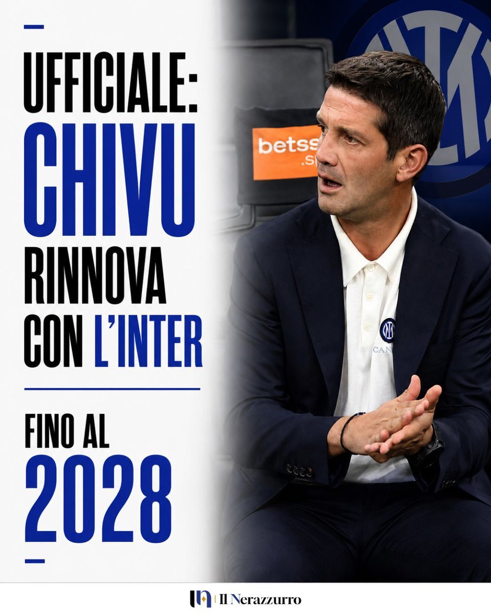 _ilnerazzurro's tweet photo. Cristian Chivu e l'Inter prolungano il loro matrimonio fino al 30 giugno 2028. Il rinnovo di contratto è ufficiale, come annunciato dal club nerazzurro in una nota ufficiale pubblicata pochi minuti fa. https://t.co/RO11EXjTWZ