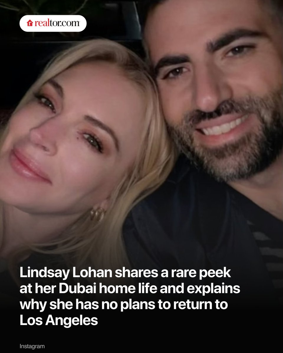 realtordotcom's tweet photo. Lindsay Lohan has shared a rare glimpse of her family life in Dubai, where she has lived for 12 years to escape the scrutiny of Hollywood and where it is illegal to photograph someone in public without their consent.

Read more: https://t.co/0S9nrHMOUi https://t.co/NX4yj1OvYw