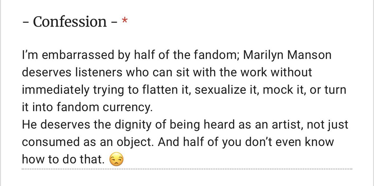 - marilyn manson confessions - (@mmtwtconfession) / Posts / X