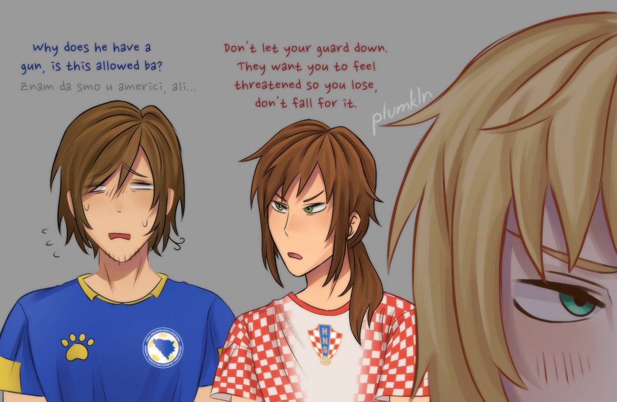 plumkln's tweet photo. the game is in less than 20 minutes… IM SCARED YA ALLAH MAY BOSNIA WIN #yugotalia #hetalia #aph #worldcup #bosnia #switzerland https://t.co/6QsC0XYGOn