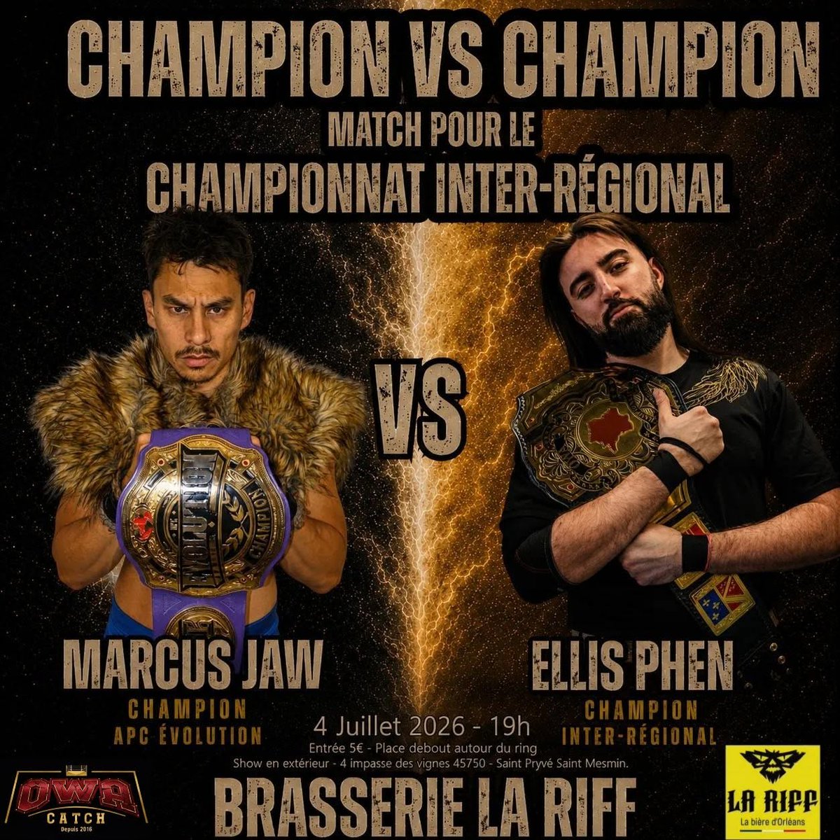 CatchenFranco's tweet photo. OWA a annoncé un match pour leur show qui aura lieu le 4 juillet à Saint Pryé Saint Mesmin.

Match pour le titre Inter Régional
Marcus Jaw affrontera Ellis Phen (C)

La billetterie est disponible:
https://t.co/rR4YtFTdGR https://t.co/rkT1zyMTx9