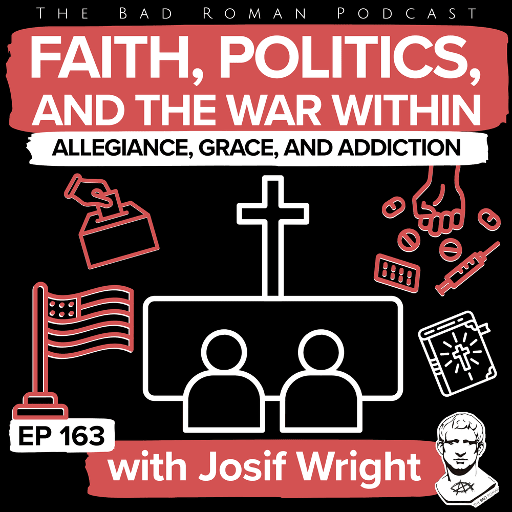 TheBadRoman's tweet photo. Check out the latest from The Bad Roman Podcast wherever you listen. 

163. Faith, Politics, &amp; the War Within: Allegiance, Grace &amp; Addiction with Josif Wright — The Bad Roman Project https://t.co/GnAVtWr74K https://t.co/RY7jSFUdk6