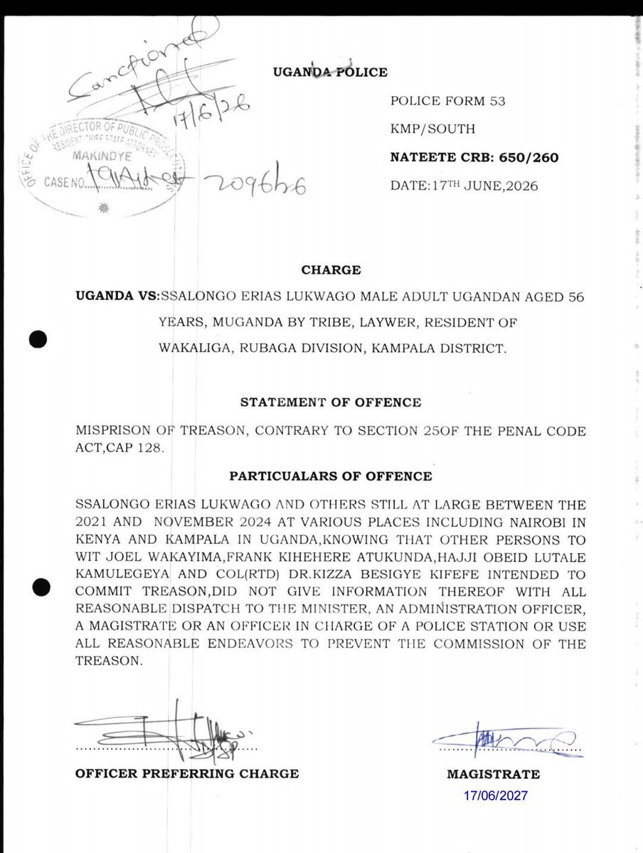 DickensOkello99's tweet photo. Charge sheet https://t.co/8enwdeQ9TL