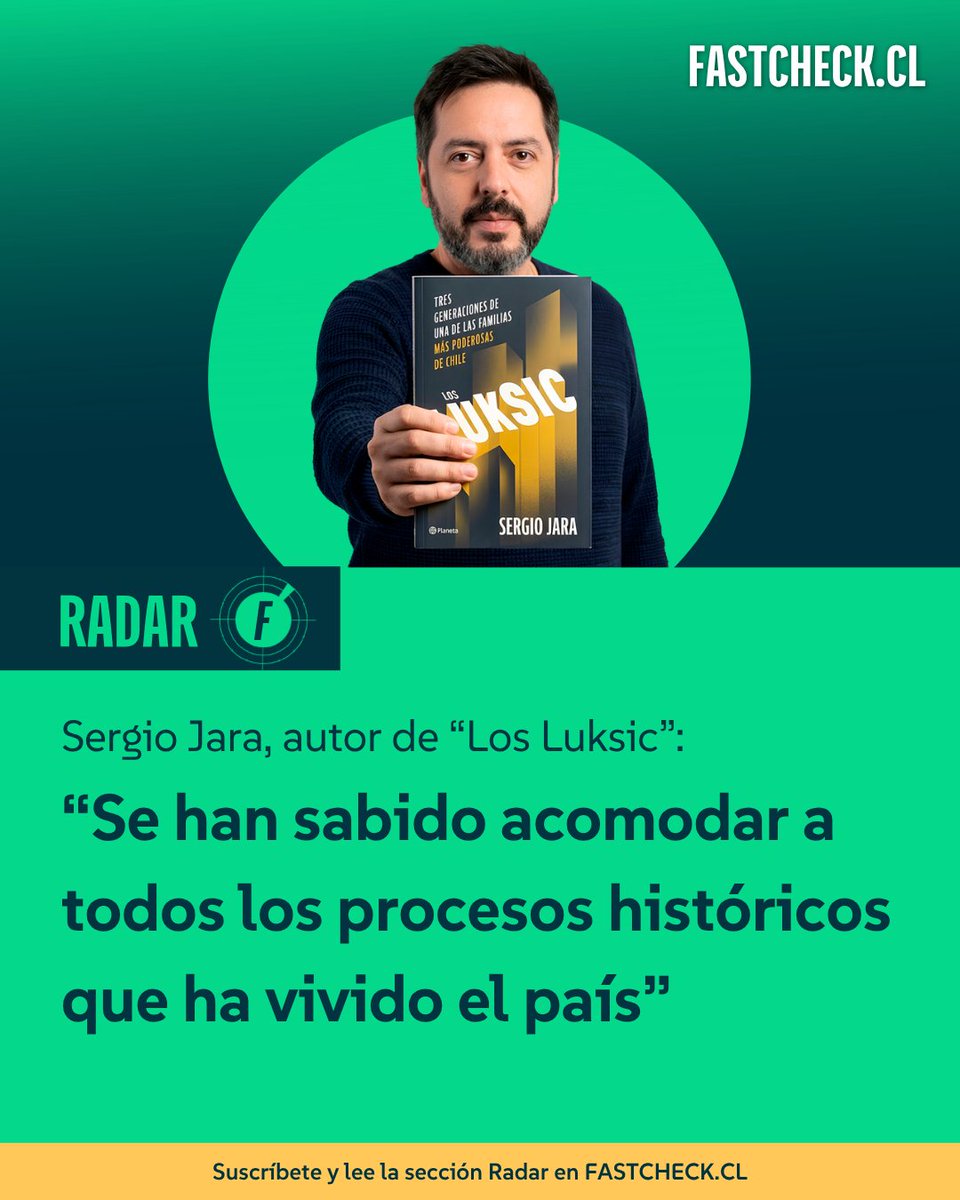 fastcheckcl's tweet photo. En su libro «Los Luksic», Sergio Jara reconstruye la historia de la familia Luksic, su expansión empresarial y su relación con distintos gobiernos durante las últimas décadas. En entrevista con Fast Check, el periodista sostiene que el grupo ha sabido adaptarse a los cambios políticos del país y relata un episodio desconocido: la búsqueda de la supuesta tesis de Andrónico Luksic Abaroa.

Más detalles aquí 👇
https://t.co/V88qt4cdTw