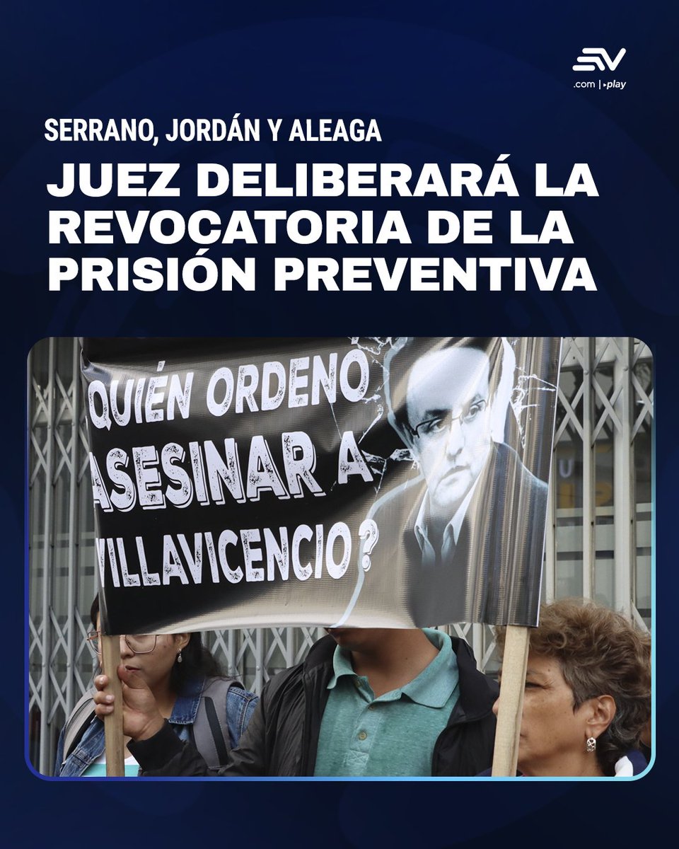 EcuavisaInforma's tweet photo. El juez dejó en suspenso su decisión sobre el pedido para revocar la prisión preventiva de Serrano, Jordán y Aleaga, procesados por el caso del magnicidio de Fernando Villavicencio. 

Más información▶️ https://t.co/dB1R4LRQ34 https://t.co/c3TReCN5fG