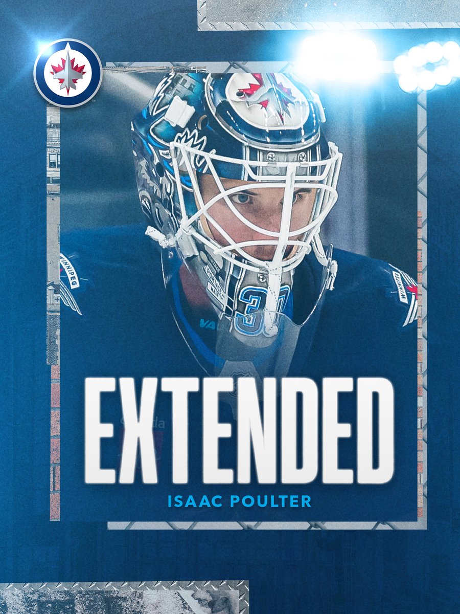 NHLJets's tweet photo. A Winnipegger is staying home 🏡✍️

We have signed goaltender Isaac Poulter to a one-year contract! https://t.co/7putuiaoDZ