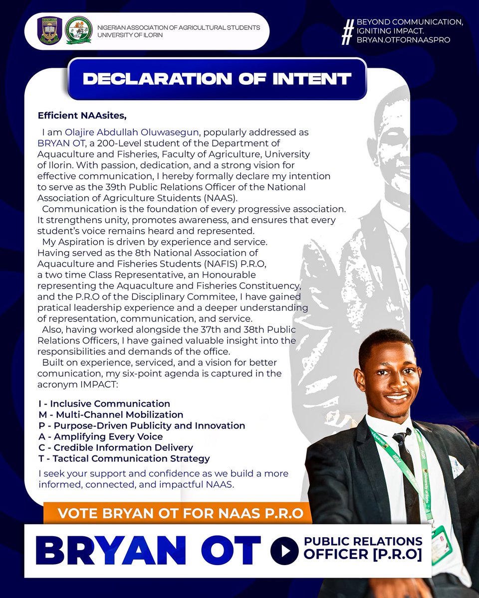 Bryan142401's tweet photo. BRYAN OT DECLARATION OF INTENT
Efficient NAASites!

‘’The art of communication is the language of leadership.” — James Humes

VOTE BRYAN OT FOR NAAS PRO 🗳️
VOTE THE IMPACT AGENDA https://t.co/0pZL4uAqKv