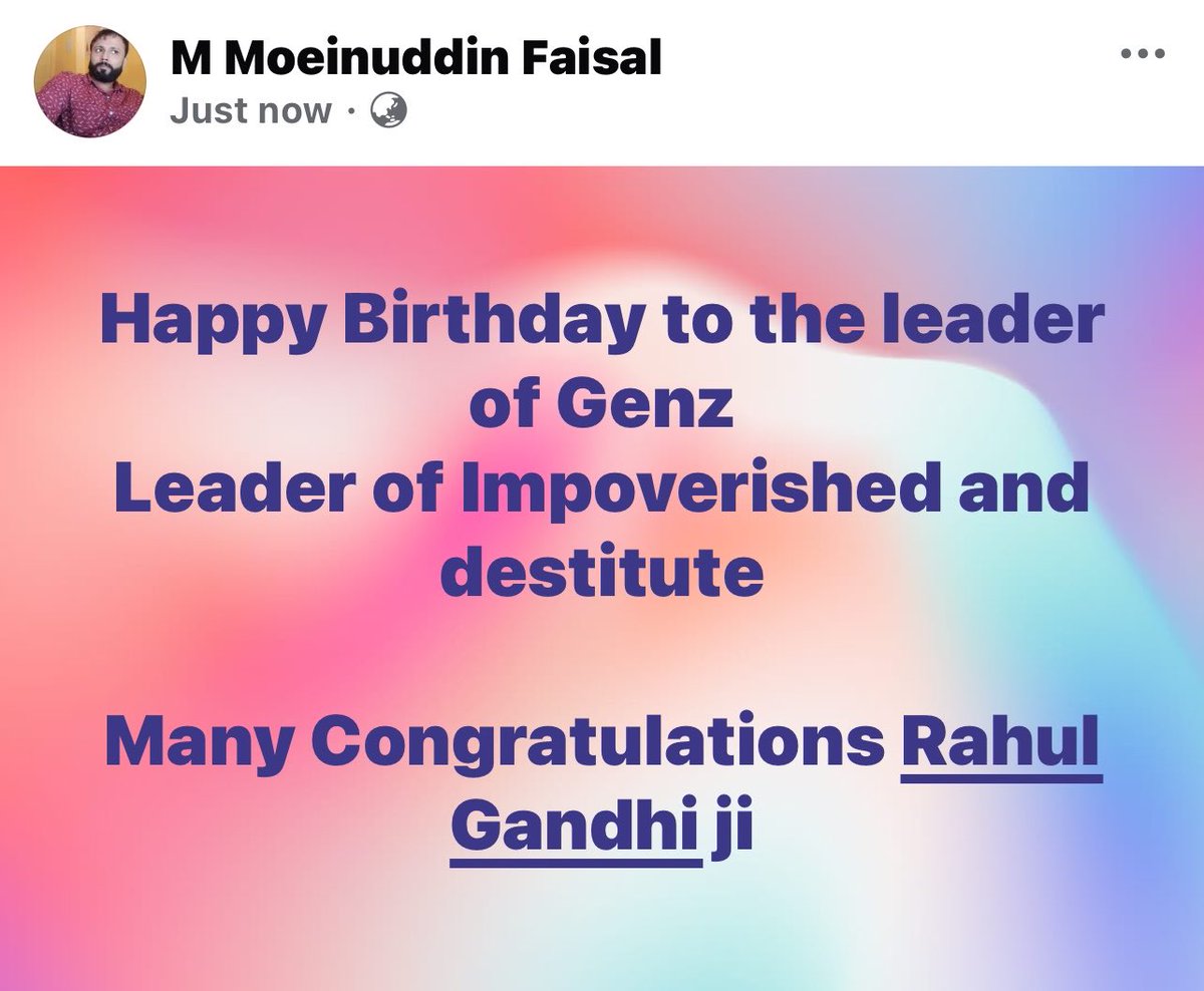 iamMMFaisal's tweet photo. Many congratulations on your birthday Mr @RahulGandhi ji https://t.co/yhroYIMAPx