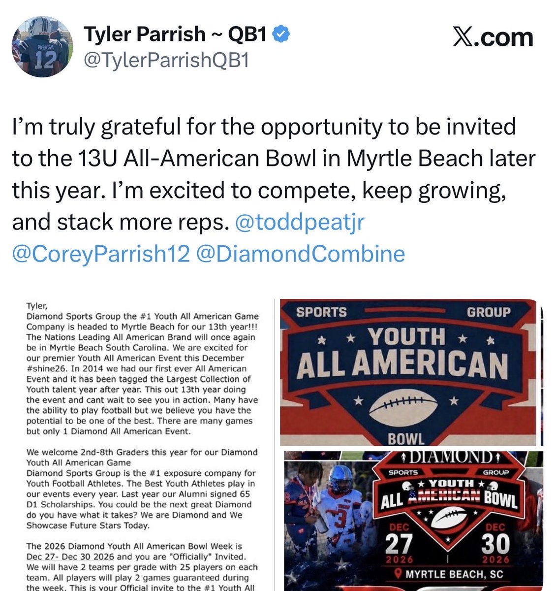 CoreyParrish12's tweet photo. @PrepRedzoneAZ got a QB coming in @TylerParrishQB1 C/O 2031 https://t.co/kpxxmpG7eW