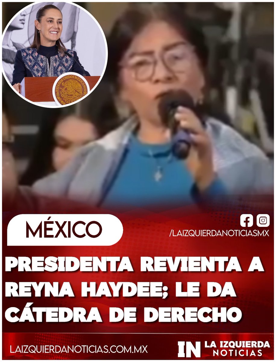 IzqNoticiasMx's tweet photo. ¡ENSEÑA A LA NECIA! Reyna Haydee, empleada del usurero Ricardo Salinas Pliego, llegó a La Mañanera como siempre a incomodar con cuestionamientos mediocres y sin fundamentos exigiendo que las autoridades vayan contra Rubén Rocha, pero ante su ineptitud como periodista con argumentos, la presidenta de México le dio cátedra del Derecho al decirle que “cuando haya pruebas”, se va a proceder con toda la legalidad contra mientras no, dejándola en ridículo.