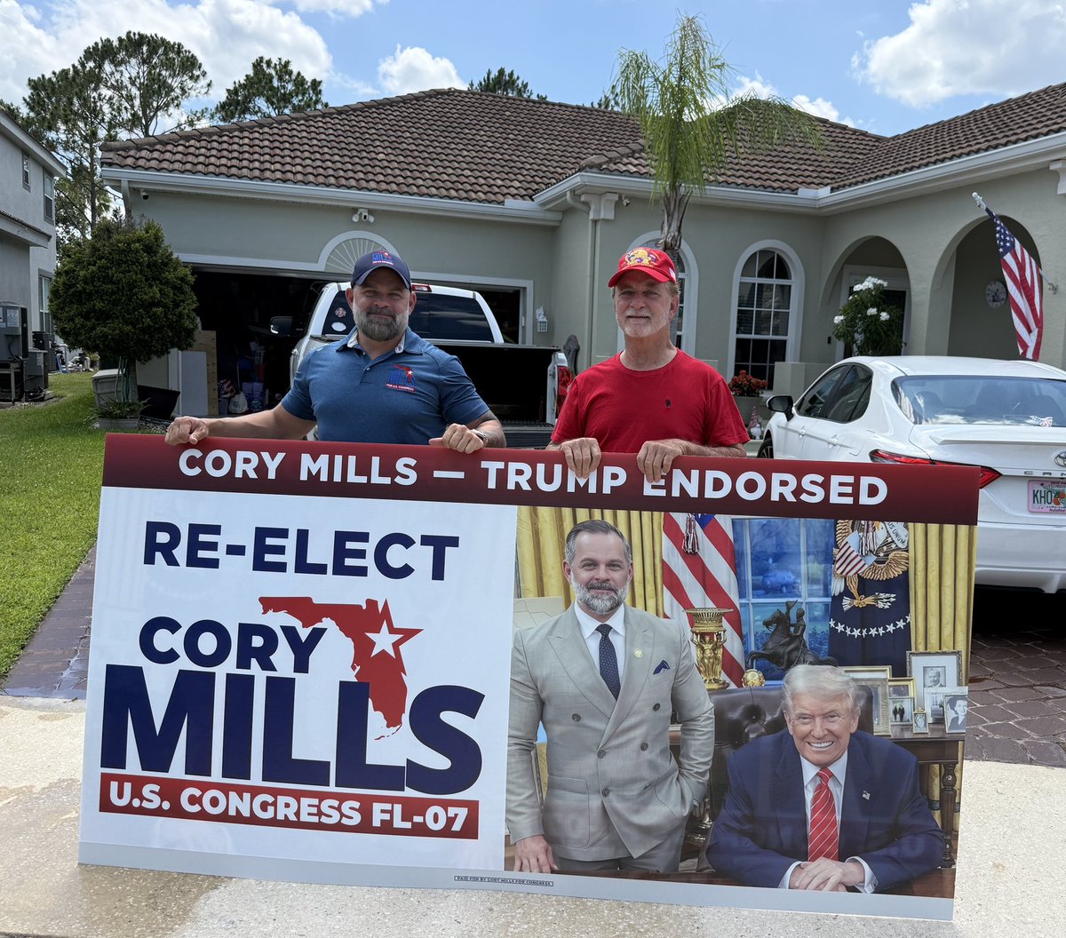 CoryMillsFL's tweet photo. We are now in full swing for our reelection campaign. With the full support of President @realDonaldTrump, and only candidate endorsed by @POTUS in Florida’s 7th District, I look forward to continuing to serve you in Congress. 

Message for signs to be delivered! https://t.co/pu9oD6DB1K