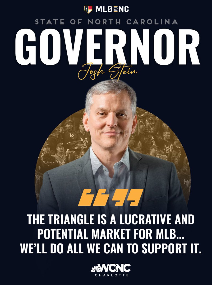 MLBRaleigh's tweet photo. 𝗕𝗮𝘀𝗲𝗯𝗮𝗹𝗹, 𝘁𝗵𝗲 𝗴𝗿𝗲𝗮𝘁 𝘂𝗻𝗶𝘁𝗲𝗿, has brought together all levels of NC government, from both sides of the aisle, in support of MLB in Raleigh.

With a public/private partnership (mandatory if you're going to land an MLB expansion franchise) closing in, North Carolina's bid will check EVERY box needed.

✅ Billionaire investor
✅ Government support
✅ Land for a stadium
✅ A viable, growing market
✅ Community Support

No other market has what we do.

Here are some quotes from the past two days from NC’s governor, the President Pro Tempore of the NC Senate, Raleigh’s mayor, and the NC state treasurer.

#RaleighOnDeck #MLB2NC