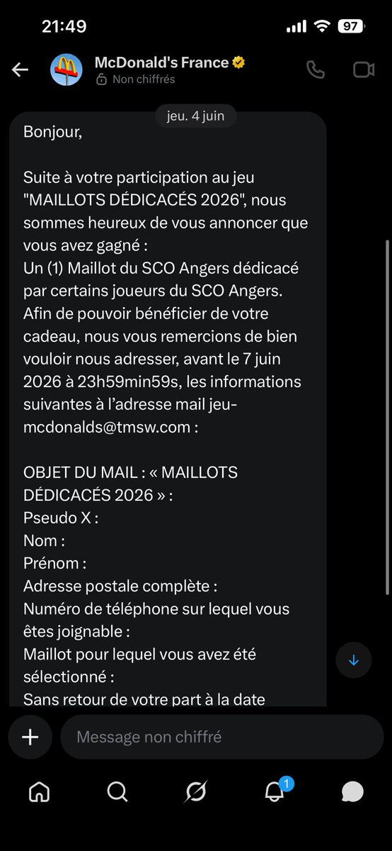Pessiberiev2's tweet photo. @AGS_Ju @McDonaldsFrance Enfoiré j’avais pas eu la notif j’ai pas répondu https://t.co/aMRrzSvkKR