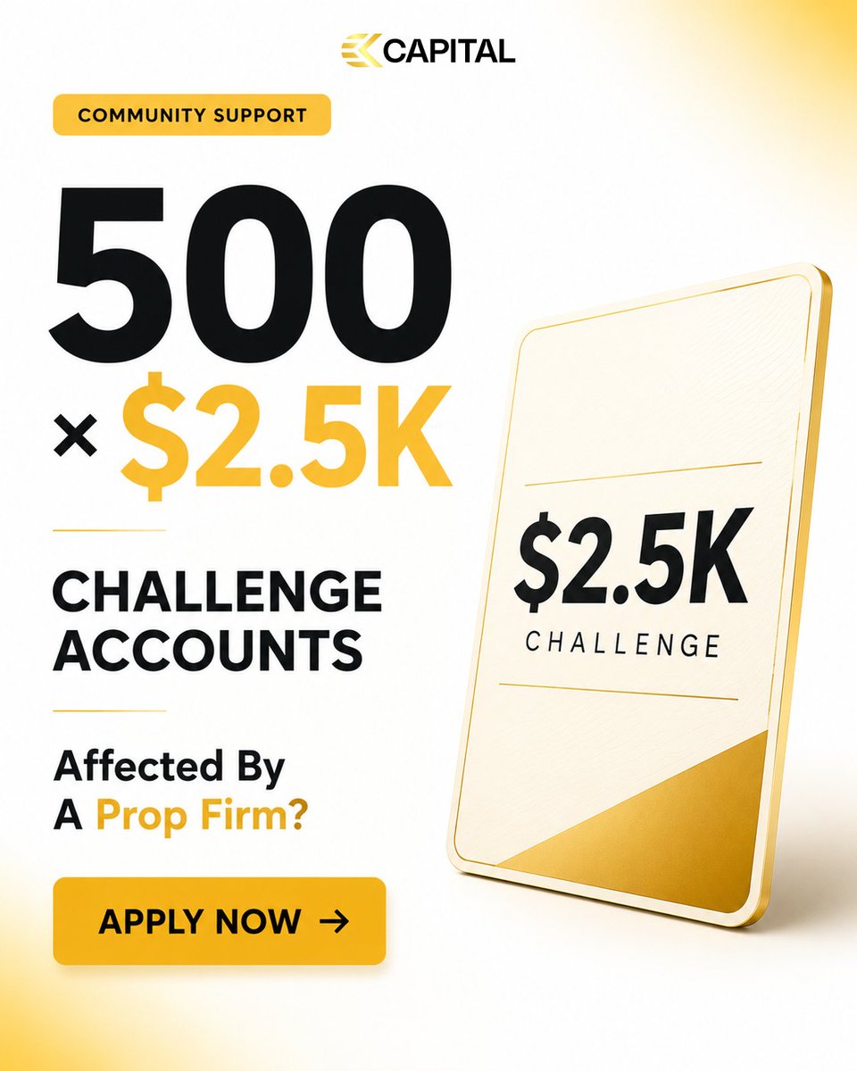 ckcapitaluk_'s tweet photo. Were You Recently Affected by a Prop Firm?  

We're giving away 500 x $2.5K Accounts to traders who have been impacted by prop firm closures, payout issues or other disruptions. 

- Fill out the form as soon as possible.
https://t.co/LIGPRPgUGG