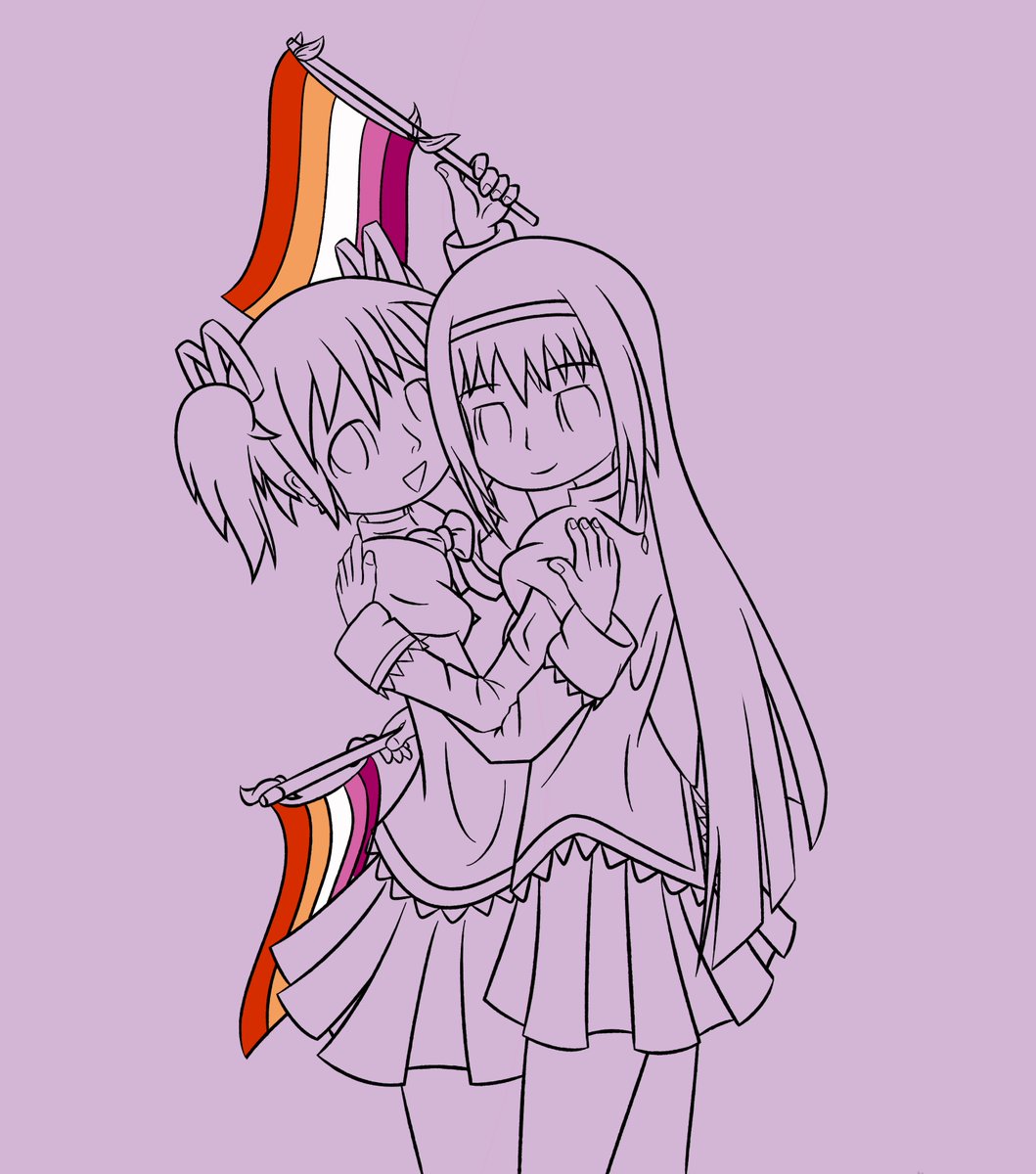 AleLulamoon's tweet photo. WIP and lineart of #madoka x #homura for #pridemonth 🌈 https://t.co/Bx1xu3zWGM