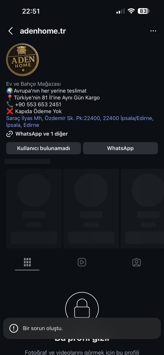 ozbey1982's tweet photo. Dolandırıcı sayfaları @adenhome.tr adresiyle masak diye hesabınızdan para çekmeye çalışıyorlar!!!! https://t.co/GH4ZNJC5Q9