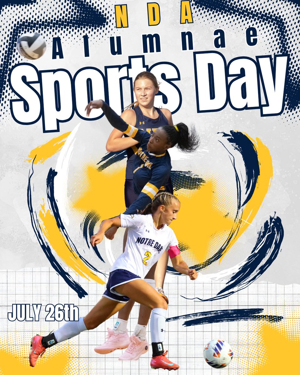 NDAEagleSports's tweet photo. 🦅NDA Alumnae Sports Day🦅

We are excited to welcome alumnae back to campus for our NDA Alumnae Sports Day on Sunday, July 26.

👟 XC Alumnae Race - 12pm
🏐 Alumnae Volleyball Game - 2pm
⚽️ Alumnae Soccer Game / Picnic - 4pm

Spread the word and JOIN US!

#GoNDAEagles https://t.co/zKJig5Gz3c