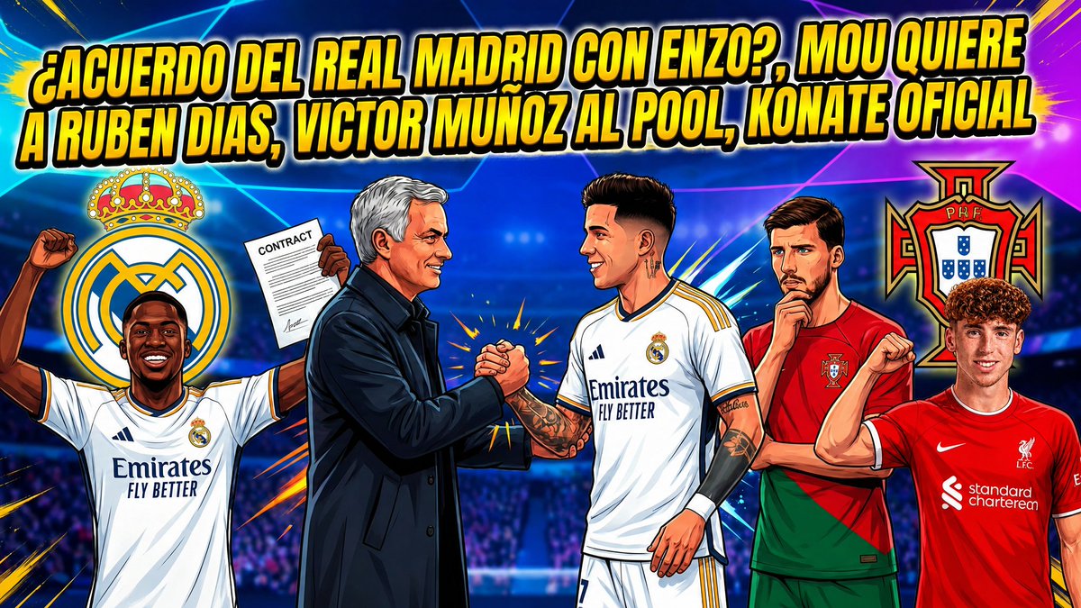 RodriguezRMCF's tweet photo. ➡️ EMPIEZO DIRECTO: ¿ACUERDO REAL MADRID-ENZO?, 200M POR OLISE,MOU QUIERE A RUBEN DIAS, VICTOR MUÑOZ AL POOL

🤼 Tertulianos: @RodriguezRMCF, @Manuuurm y @SebasTayne 
 
🔗 Enlace debajo de la miniatura: https://t.co/e9XY3wFbMj