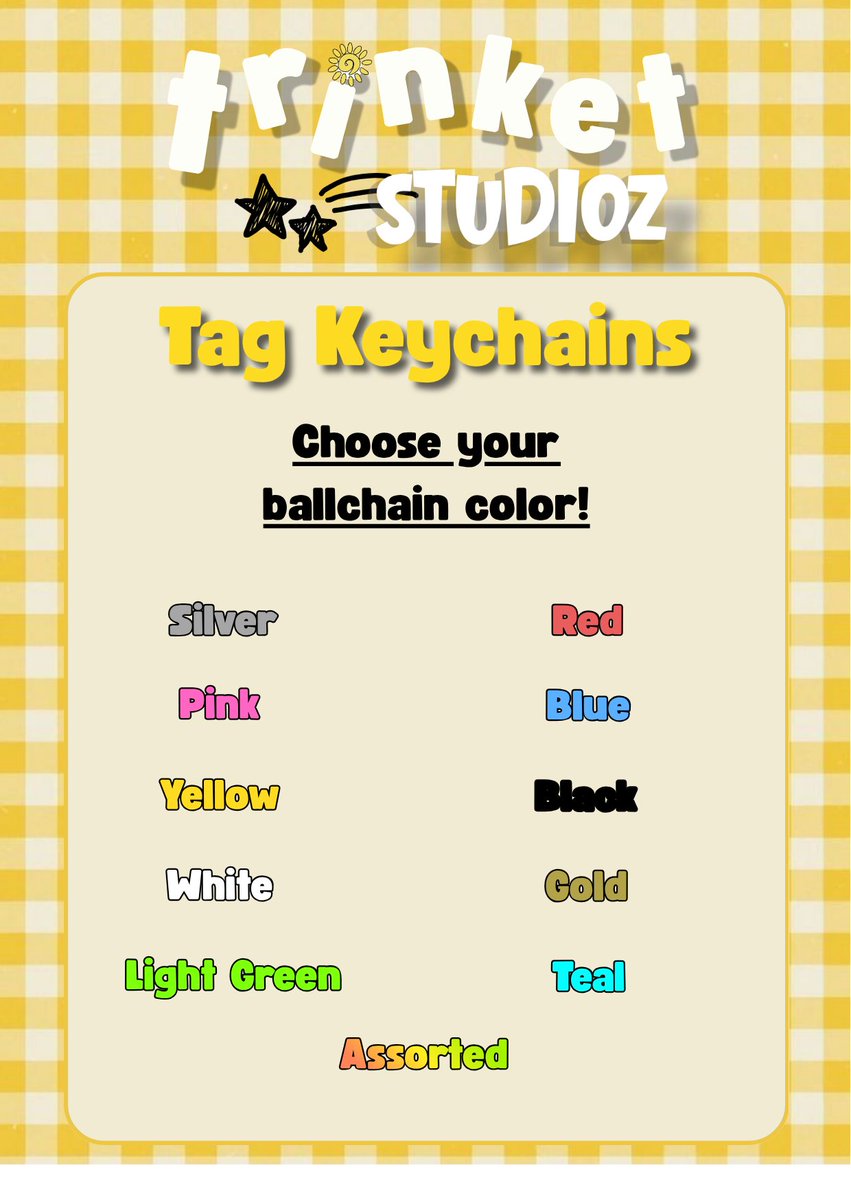 trinketstudioz's tweet photo. TAG KEYCHAINS PRICELIST
MINIMUM OF 20 PCs https://t.co/KamvDsRKkC