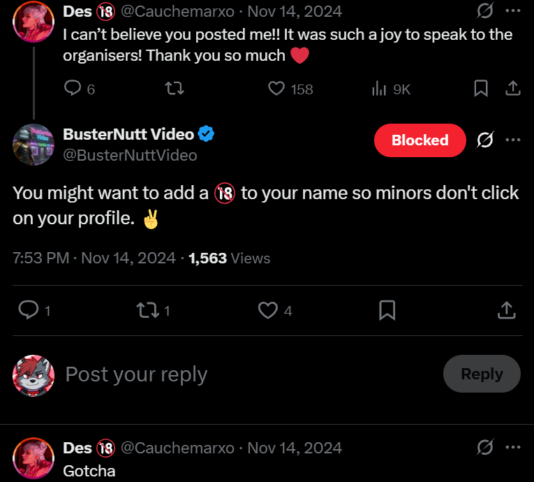 Verliswolf's tweet photo. @rubynesoberi My favorite was the trainer spotlight on the person with a porn addiction nonstop tweeting NSFW https://t.co/TUH1qyYpsY