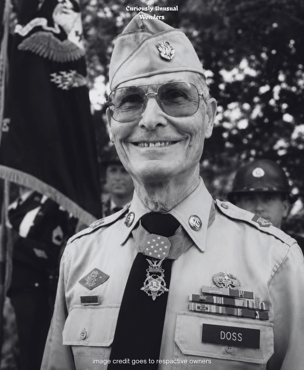MrPitbull07's tweet photo. They threw boots at him in the barracks.

They called him a coward.

His commanding officer tried to have him removed from the Army.

Everyone was waiting for him to break.

He never did.

His name was Desmond Doss.

And he became one of the bravest soldiers in American history without ever carrying a weapon.

Doss was a devout Seventh-day Adventist who believed the commandment "Thou shalt not kill" was absolute.

When World War II began, he volunteered to serve.

But he refused to carry a rifle.

He refused to take a life.

His fellow soldiers couldn't understand it.

Many hated him for it.

They saw him as a burden.

A liability.

A man asking others to fight while he stood aside.

But Doss wasn't trying to avoid danger.

He volunteered as a combat medic.

He intended to run directly into it.

By 1944, he was serving in the Pacific.

Under fire in Guam and the Philippines, he repeatedly risked his life to rescue wounded soldiers.

The insults started fading.

The men who doubted him had seen what happened when bullets started flying.

Doss always ran toward the wounded.

Then came Okinawa.

The Maeda Escarpment.

A place soldiers called Hacksaw Ridge.

A 400-foot cliff defended by heavily fortified Japanese positions.

On May 5, 1945, a massive counterattack forced American troops to retreat.

Most made it down.

Roughly 75 wounded men did not.

They were stranded on top of the ridge.

Abandoned under enemy fire.

Desmond Doss stayed.

Alone.

Unarmed.

He found one wounded soldier and dragged him to the cliff edge.

Using a rope, he lowered him to safety.

Then he went back.

And found another.

And another.

And another.

Each time he prayed the same prayer:

"Lord, help me get one more."

For hours he moved through gunfire, artillery, and chaos.

One man at a time.

By the end of the night, he had rescued approximately 75 soldiers.

Single-handedly.

Without firing a shot.

Days later, a grenade exploded beside him.

Shrapnel tore through his body.

While waiting for evacuation, he saw another wounded soldier whose injuries were worse than his own.

So he gave up his stretcher.

Then a sniper's bullet shattered his arm.

Using the stock of a broken rifle as a splint, he crawled hundreds of yards to safety.

On October 12, 1945, President Harry S. Truman placed the Medal of Honor around his neck.

Doss became the first conscientious objector in American history to receive the nation's highest military award.

One of the men he saved on Hacksaw Ridge was Captain Jack Glover.

The same officer who had once tried to force him out of the Army.

Years later, Glover called Doss one of the bravest men he had ever known.

Desmond Doss died in 2006 at the age of 87.

He never carried a weapon.

He never fired a shot.

He never compromised what he believed.

And when everyone else was running down the ridge, he kept going back.

Just one more.

Then one more.

Then one more.