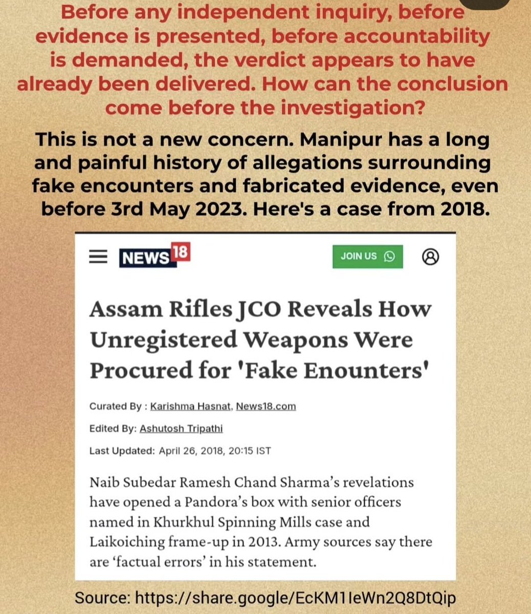 HelimMate's tweet photo. Manipur is in dire need of bringing army and security personnel who stands completely outside the immediate ethnic dynamics (neither Meitei, Naga,nor Kuki) can act as a powerful circuit breaker.Restore peace  impartially.
As local gets pressure &amp; emotions can't see things right https://t.co/uldwkmsLeM