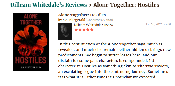 Whitedale_U's tweet photo. My review of ALONE TOGETHER: HOSTILES by @S_S_Fitzgerald https://t.co/Kb29UgVUd3