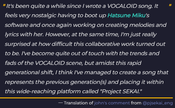 25mariuses's tweet photo. also reading the producer notes, you can see the impact of this game.

like they find themselves within the characters and make art from that! they reminisce abt their own past and what they hope for the future egenration! naishou made his most beloved work isnt that sick?! https://t.co/Ua7WFixw5C